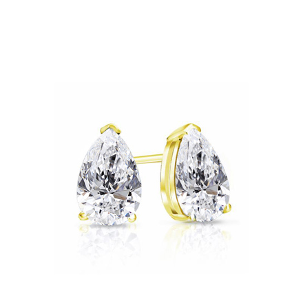 Certified 14k Yellow Gold V-End Prong Pear Shape Diamond Stud Earrings 0.50 ct. tw. (I-J, I1)