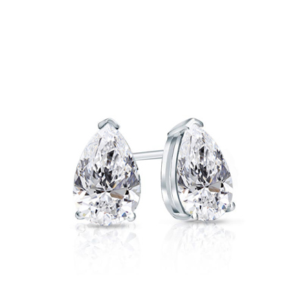 Lab Grown Diamond Studs Earrings Pear 0.62 ct. tw. (I-J, VS1-VS2) in 18k White Gold 4-Prong Basket