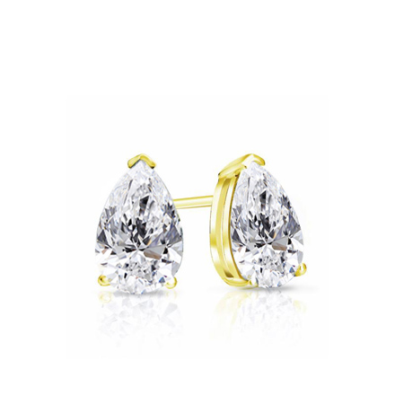 Natural Diamond Stud Earrings Pear 0.62 ct. tw. (G-H, VS1-VS2) 18k Yellow Gold V-End Prong