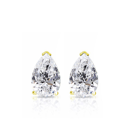 Lab Grown Diamond Studs Earrings Pear 0.65 ct. tw. (D-E, VVS) in 14k Yellow Gold 4-Prong Basket