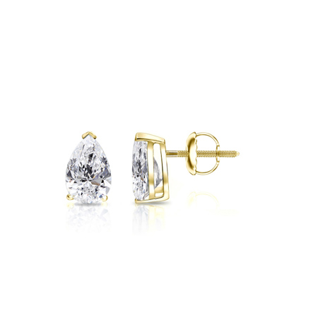 Lab Grown Diamond Studs Earrings Pear 0.65 ct. tw. (D-E, VVS) in 14k Yellow Gold 4-Prong Basket