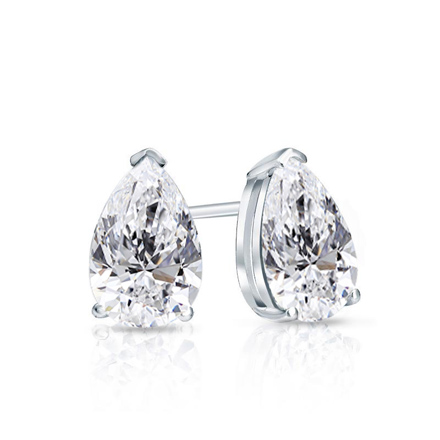 Natural Diamond Stud Earrings Pear 0.75 ct. tw. (I-J, I1) 14k White Gold V-End Prong