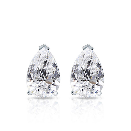 Lab Grown Diamond Studs Earrings Pear 0.80 ct. tw. (D-E, VVS) in 14k White Gold 4-Prong Basket