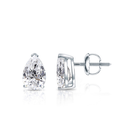 Lab Grown Diamond Studs Earrings Pear 0.80 ct. tw. (D-E, VVS) in 14k White Gold 4-Prong Basket