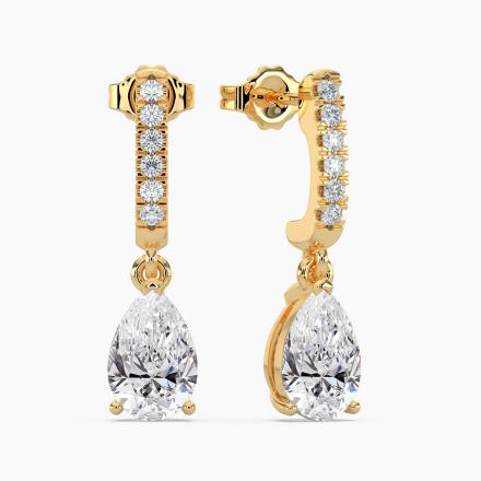 Lab Grown Diamond Dangle studs Earrings Pear 2.00 ct. tw. (D-E, VVS) in 14k Yellow Gold Drop Setting