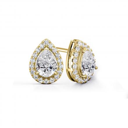 Certified 18k Yellow Gold Halo Pear Diamond Stud Earrings 0.50 ct. tw. (H-I, SI1-SI2)