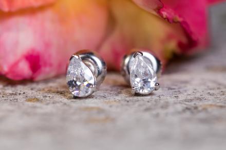 Pear-Shape Natural Diamond Stud Earrings .60cttw