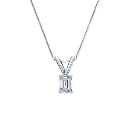 Natural Diamond Solitaire Pendant Emerald-cut 0.25 ct. tw. (H-I, SI1-SI2) 18k White Gold 4-Prong Basket