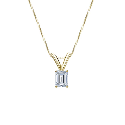 Natural Diamond Solitaire Pendant Emerald-cut 0.25 ct. tw. (H-I, SI1-SI2) 14k Yellow Gold 4-Prong Basket