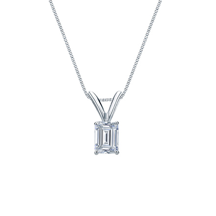 Natural Diamond Solitaire Pendant Emerald-cut 0.31 ct. tw. (H-I, SI1-SI2) 18k White Gold 4-Prong Basket