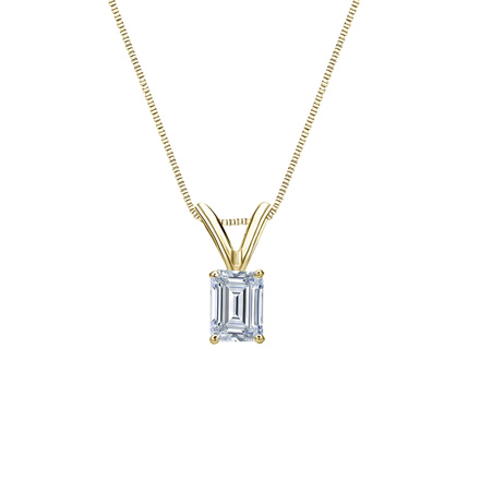 Natural Diamond Solitaire Pendant Emerald-cut 0.31 ct. tw. (G-H, VS1-VS2) 14k Yellow Gold 4-Prong Basket