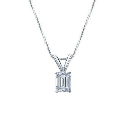 Natural Diamond Solitaire Pendant Emerald-cut 0.38 ct. tw. (G-H, VS1-VS2) 14k White Gold 4-Prong Basket