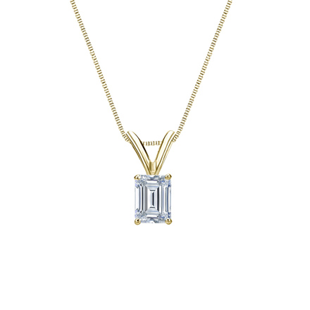 Natural Diamond Solitaire Pendant Emerald-cut 0.38 ct. tw. (H-I, SI1-SI2) 18k Yellow Gold 4-Prong Basket