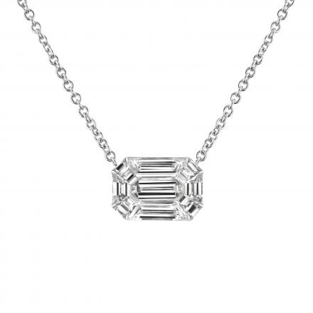 Emerald Cut Diamond Pendant 0.50 ct. tw. (E-F, VS1-VS2) in 14k White Gold Invisible Set