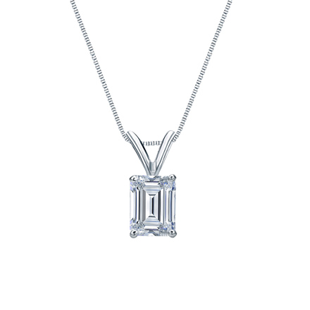 IGI Certified Lab Grown Diamond Solitaire Pendant Emerald 5.00 ct (E, VS) in 14k White Gold 4 Prong