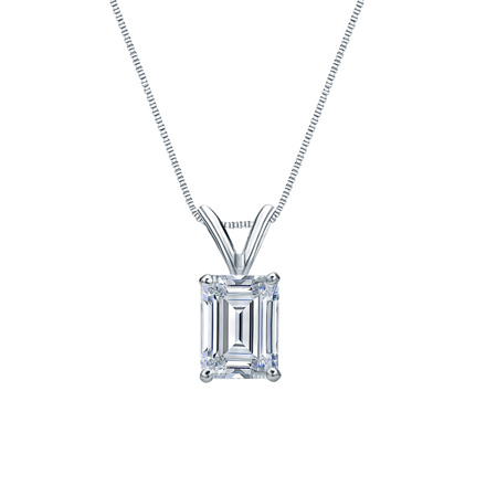 14k White Gold 4-Prong Basket Certified Emerald-Cut Diamond Solitaire Pendant 1.00 ct. tw. (G-H, VS2)