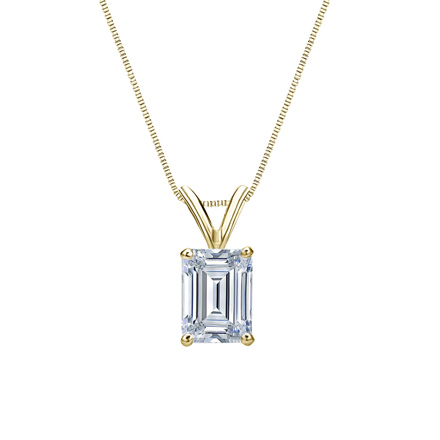 Lab Grown Diamond Solitaire Pendant Emerald 1.00 ct. tw. (F-G, VS) 18k Yellow Gold 4-Prong Basket
