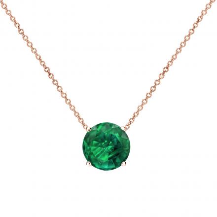 14k Rose Gold 4-Prong Round Green Emerald Gemstone Solitaire Floating Pendant 0.50 ct. tw. (Green, AAA)