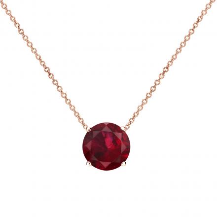 14k Rose Gold 4-Prong Round Ruby Gemstone Solitaire Floating Pendant 0.75 ct. tw. (Red, AAA)