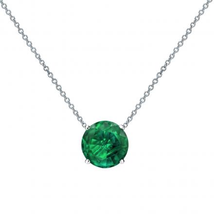 Platinum 4-Prong Round Green Emerald Gemstone Solitaire Floating Pendant 0.50 ct. tw. (Green, AAA)