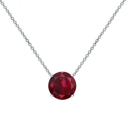 14k White Gold 4-Prong Round Ruby Gemstone Solitaire Floating Pendant 0.62 ct. tw. (Red, AAA)