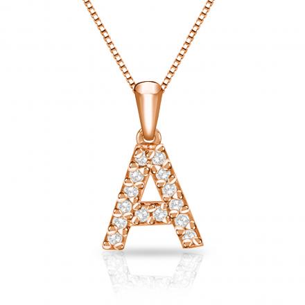 Diamond Letter A Initial Pendant in 14k Rose Gold (1/10 cttw) 18-inch Box Chain