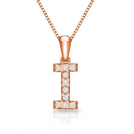 Diamond Letter I Initial Pendant in 14k Rose Gold (1/10 cttw) 18-inch Box Chain