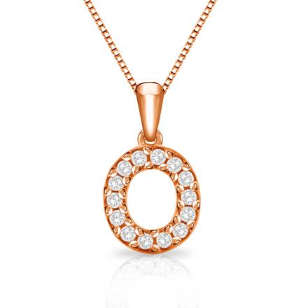 Diamond Letter O Initial Pendant in 14k Rose Gold (1/10 cttw) 18-Inch Box Chain