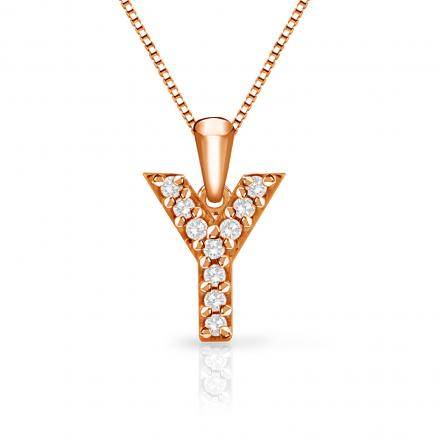 Diamond Letter Y Initial Pendant in 14k Rose Gold (1/10 cttw) 18-Inch Box Chain