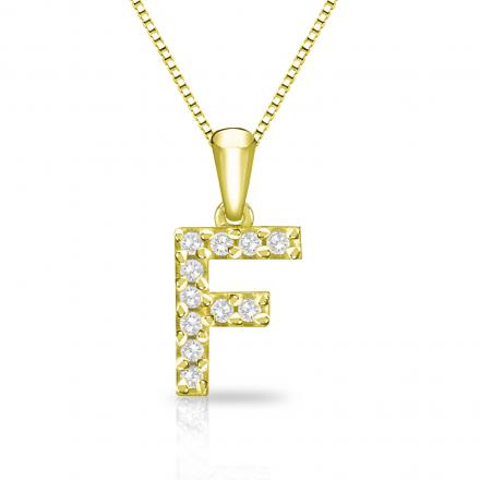Diamond Letter F Initial Pendant in 14k Yellow Gold (1/10 cttw) 18-inch Box Chain