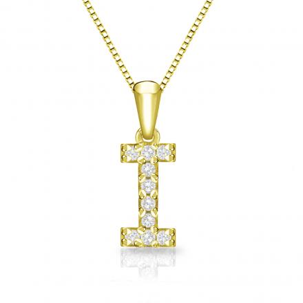 Diamond Letter I Initial Pendant in 14k Yellow Gold (1/10 cttw) 18-inch Box Chain