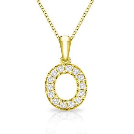 Diamond Letter O Initial Pendant in 14k Yellow Gold (1/10 cttw) 18-Inch Box Chain