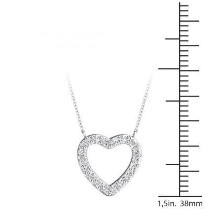 LADIES HEART PENDANT 0.25CT ROUND DIAMOND 14K WHITE GOLD LADIES HEART PENDANT 0.25CT ROUND DIAMOND 14K WHITE GOLD