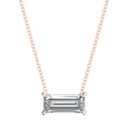 Certified Lab Grown Diamond Solitaire Pendant Baguette 1.00 ct. tw. (H-I, VS) in 14k Rose Gold