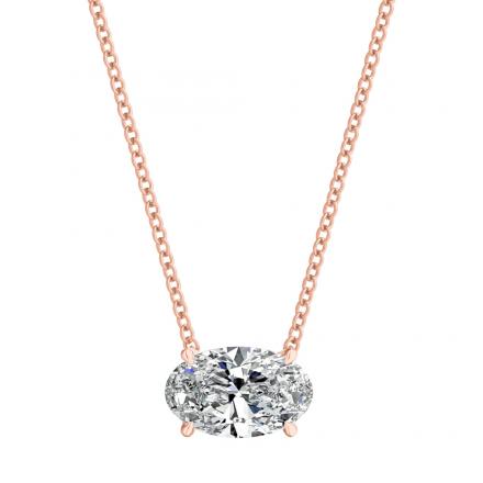Horizontal Certified Lab Grown Diamond Solitaire Pendant Oval 1.10 ct. tw. (H-I, VS) in 14k Rose Gold