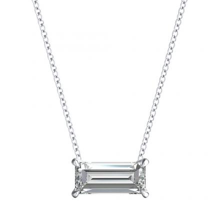 Certified Lab Grown Diamond Solitaire Pendant Baguette 1.00 ct. tw. (H-I, VS) in 14k White Gold