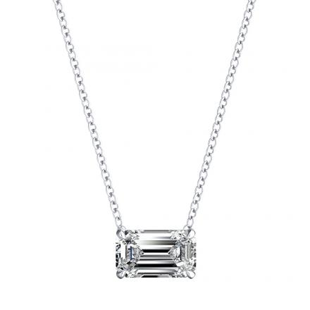 Certified Lab Grown Diamond Solitaire Pendant Emerald 2.10 ct. tw. (H-I, VS) in 14k White Gold