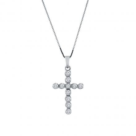 Certified 14k White Gold Round Diamond Cross Pendant Necklace (3/8 cttw)