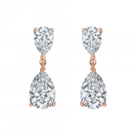 Lab Grown Diamond Two Stone Drop Earrings Pear 3.00 ct. tw. (D-E, VVS) 14k Rose Gold