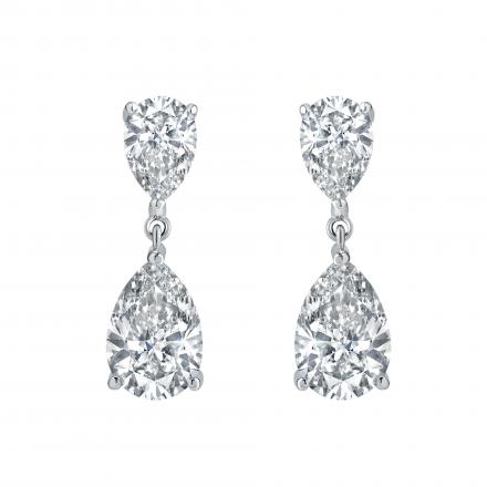 Lab Grown Diamond Two Stone Drop Earrings Pear 4.50 ct. tw. (D-E, VVS) 14k White Gold