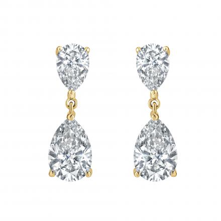 Lab Grown Diamond Two Stone Drop Earrings Pear 3.00 ct. tw. (D-E, VVS) 18k Yellow Gold