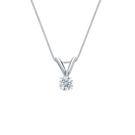 14k White Gold 4-Prong Basket Certified Hearts & Arrows Diamond Solitaire Pendant 0.13 ct. tw. (H-I, I1-I2)