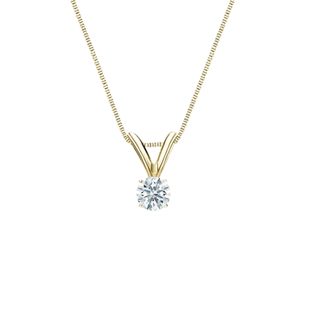 Natural Diamond Solitaire Pendant Hearts & Arrows-cut 0.13 ct. tw. (F-G, VS2, Ideal) 18k Yellow Gold 4-Prong Basket