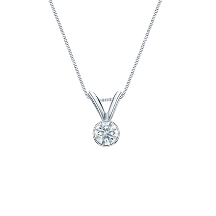 Natural Diamond Solitaire Pendant Hearts & Arrows-cut 0.13 ct. tw. (F-G, SI1, Ideal) 14k White Gold Bezel