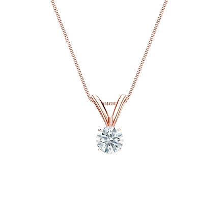Natural Diamond Solitaire Pendant Hearts & Arrows-cut 0.17 ct. tw. (G-H, SI1-SI2) 14k Rose Gold 4-Prong Basket