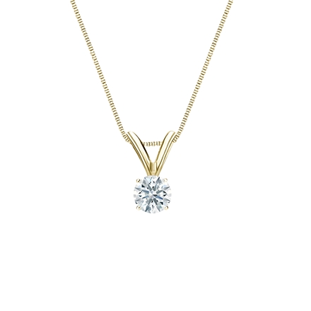 Natural Diamond Solitaire Pendant Hearts & Arrows-cut 0.17 ct. tw. (F-G, SI2, Ideal) 18k Yellow Gold 4-Prong Basket