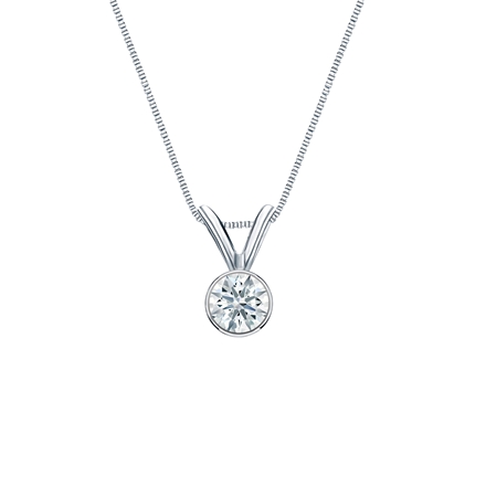 Natural Diamond Solitaire Pendant Hearts & Arrows-cut 0.17 ct. tw. (F-G, SI2, Ideal) 14k White Gold Bezel