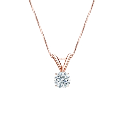 Natural Diamond Solitaire Pendant Hearts & Arrows-cut 0.20 ct. tw. (G-H, SI1-SI2) 14k Rose Gold 4-Prong Basket