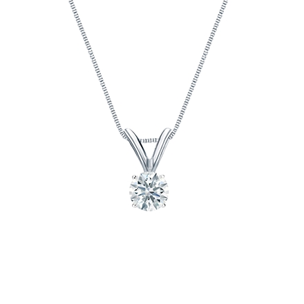 Natural Diamond Solitaire Pendant Hearts & Arrows-cut 0.20 ct. tw. (F-G, SI2, Ideal) 14k White Gold 4-Prong Basket
