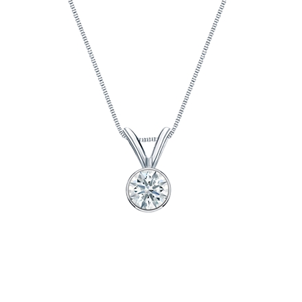 Natural Diamond Solitaire Pendant Hearts & Arrows-cut 0.20 ct. tw. (F-G, SI1, Ideal) 18k White Gold Bezel